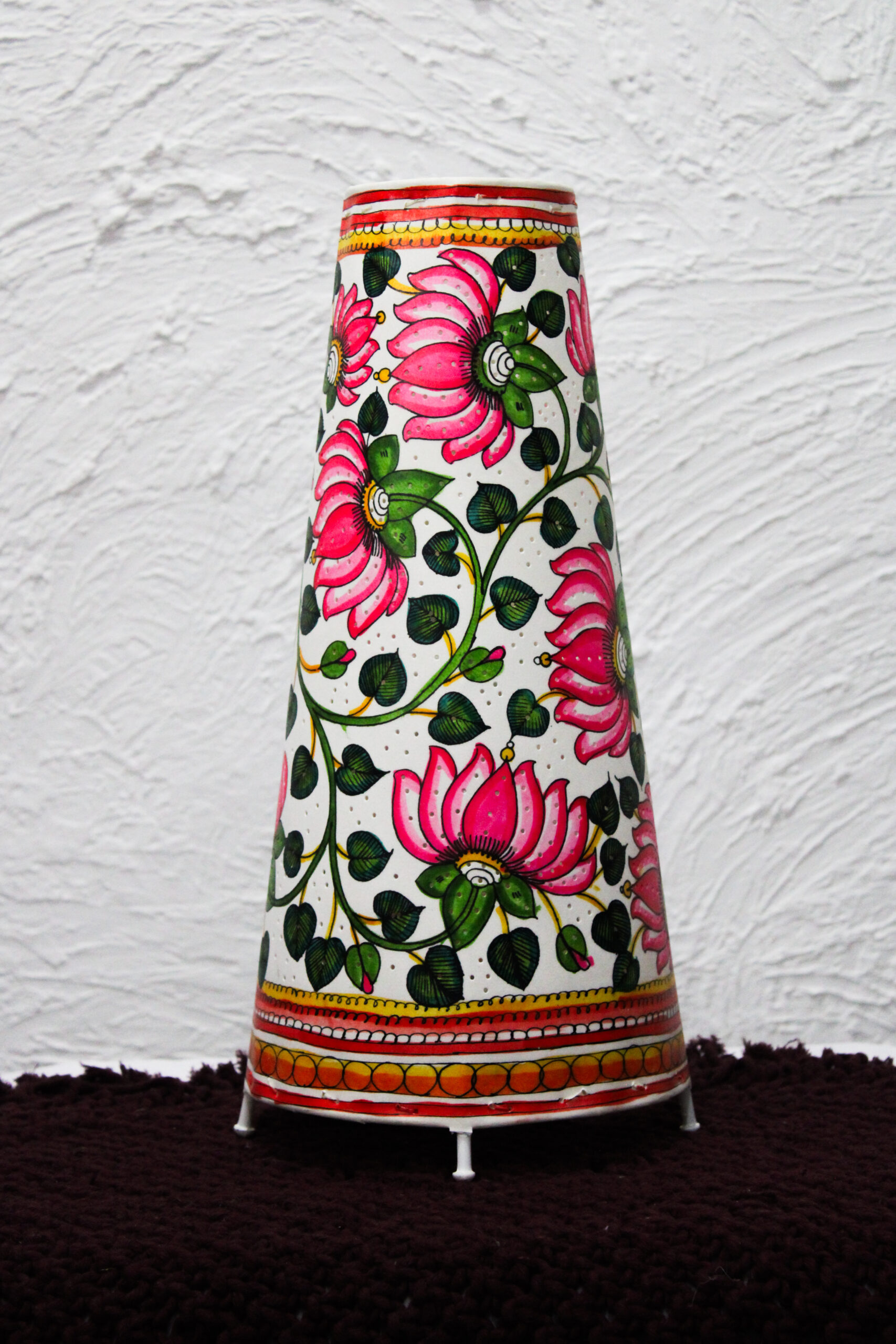 Floral Painted Table Lamp Shade - Handcrafted