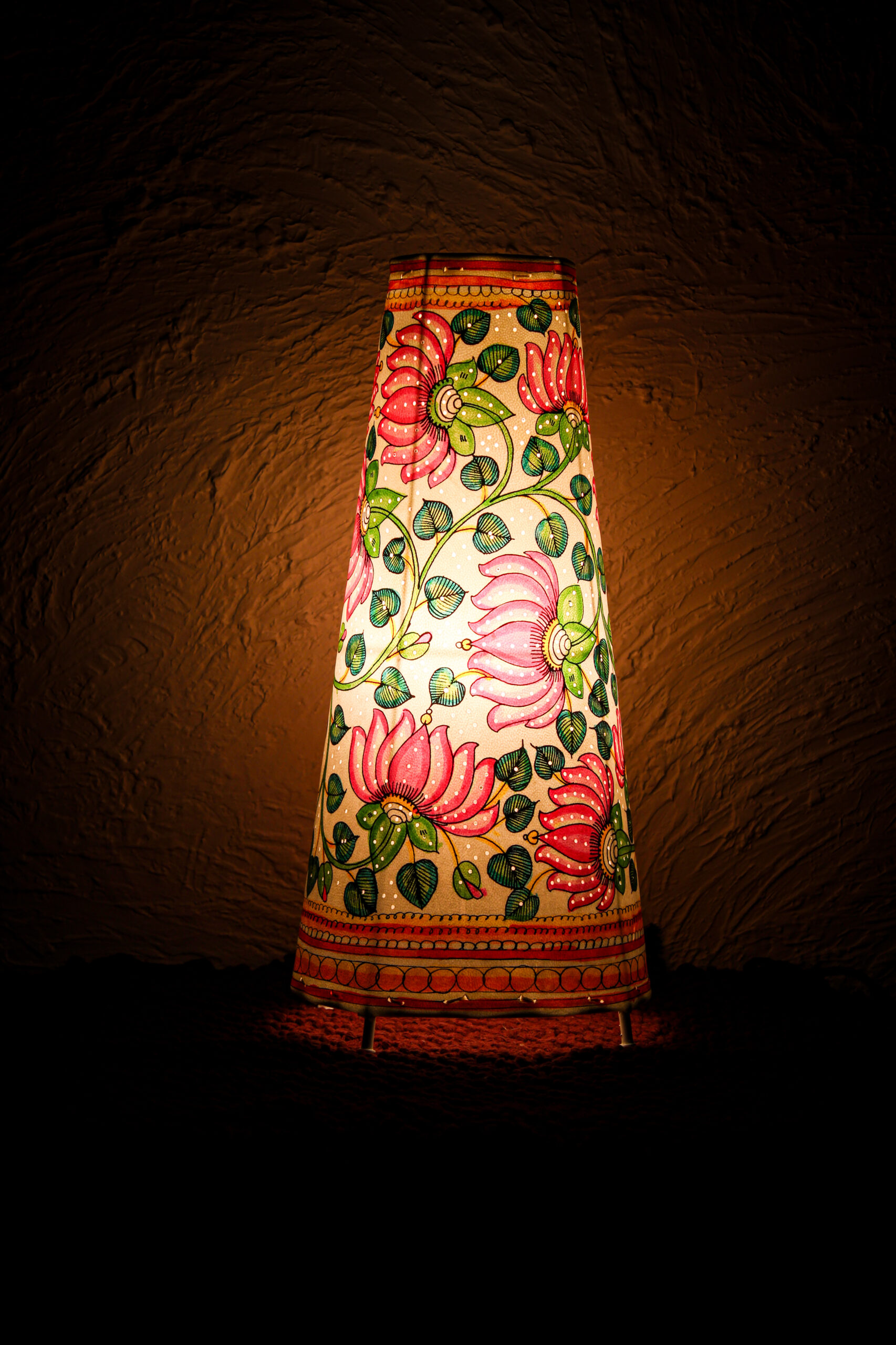Floral Painted Table Lamp Shade - Handcrafted - Image 2