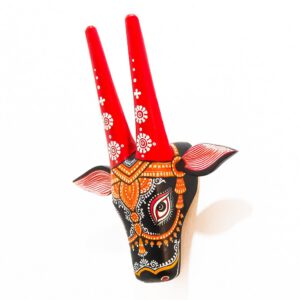 Handcrafted 10" Wooden Cow Head – Multicolor, Hand-Painted