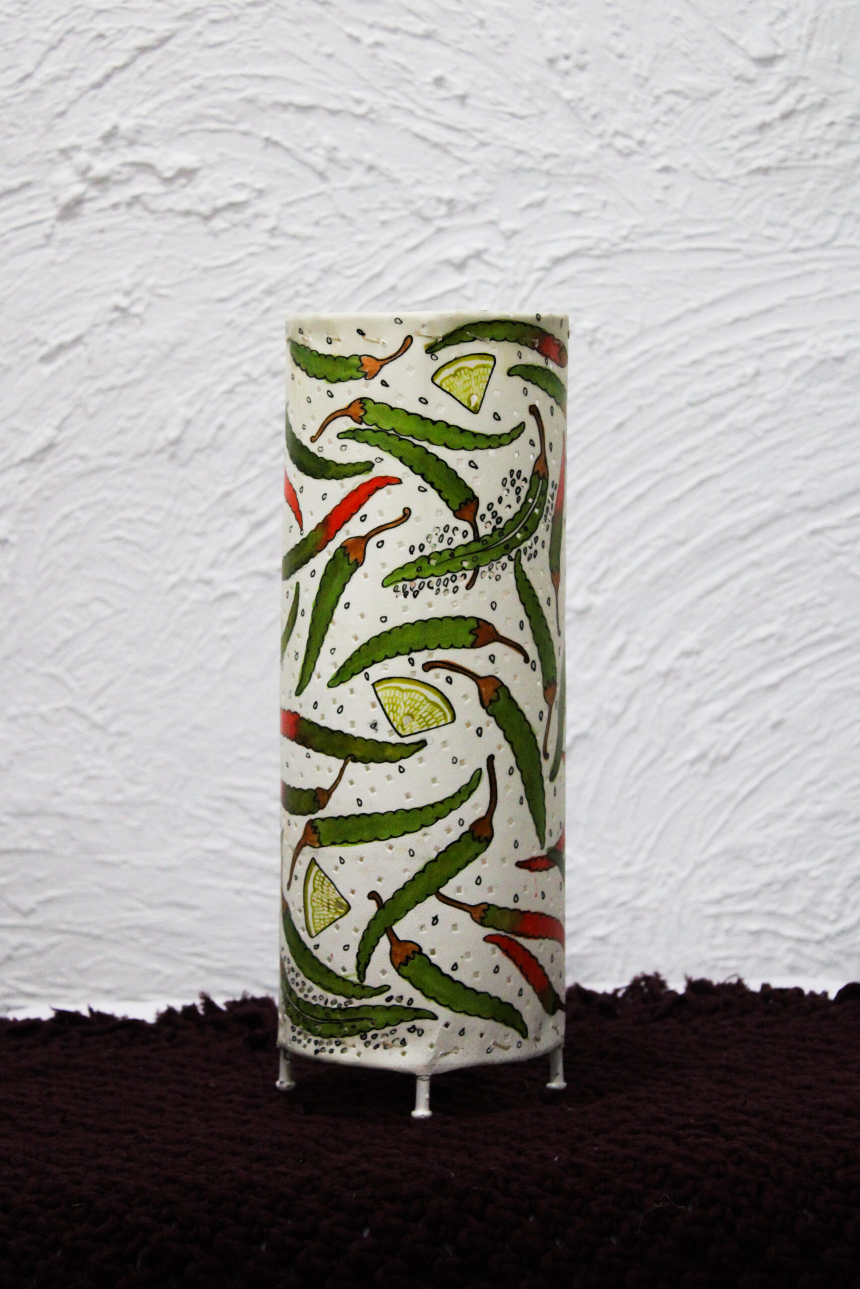 Hand-Painted Leather Round Lamp – 14 Inch | Chili Pepper Design - Image 2