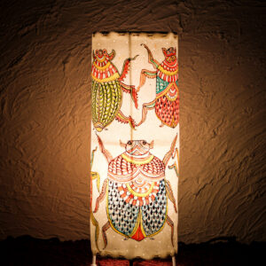 Hand-Painted Leather Round Lamp – 14 Inch | Colorful Bug Design